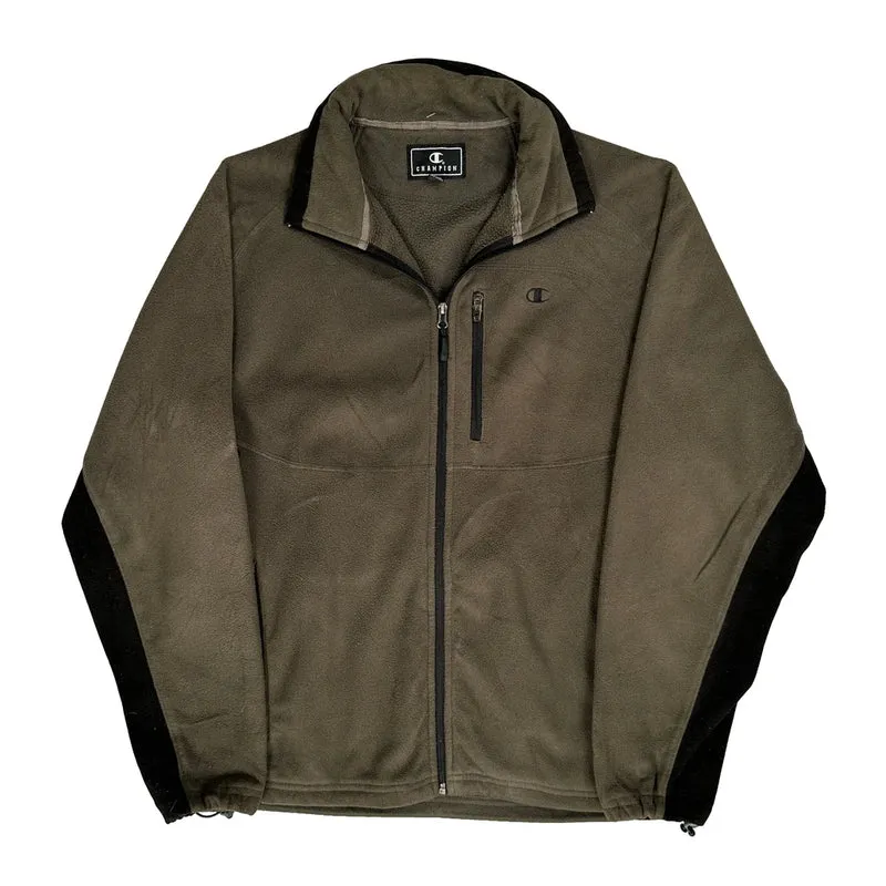 Champion Fleece Jacket - Large Brown Polyester