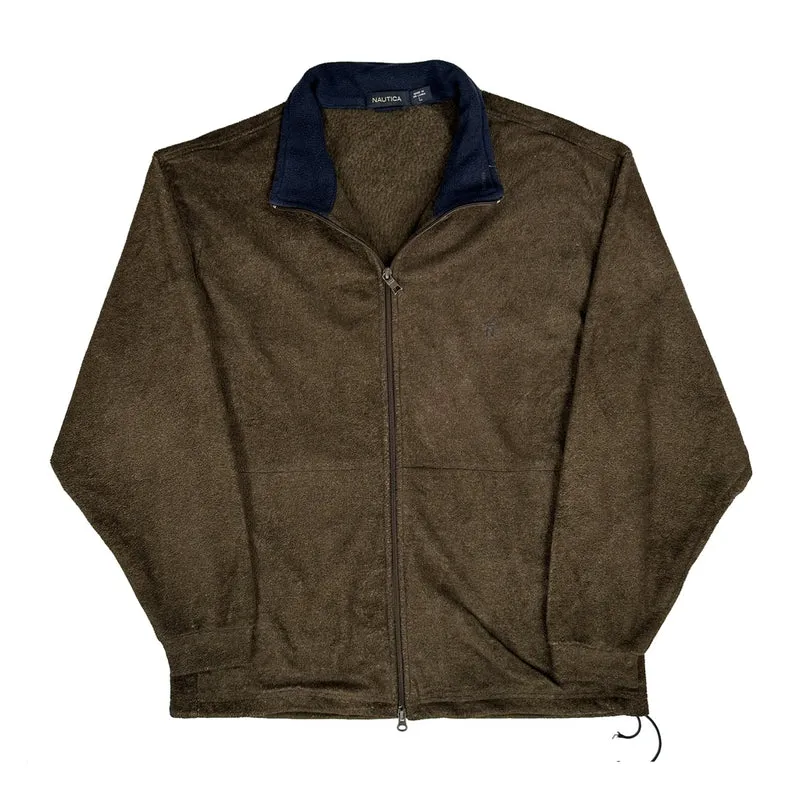 Nautica Fleece Jacket - Large Brown Polyester