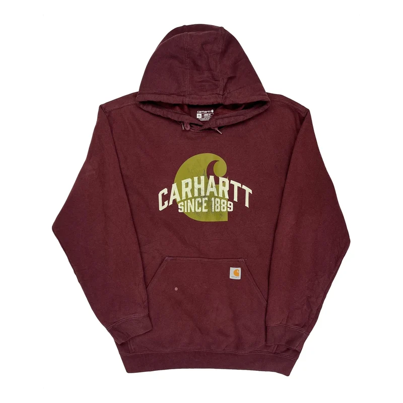 Carhartt Graphic Hoodie - 2XL Burgundy Cotton