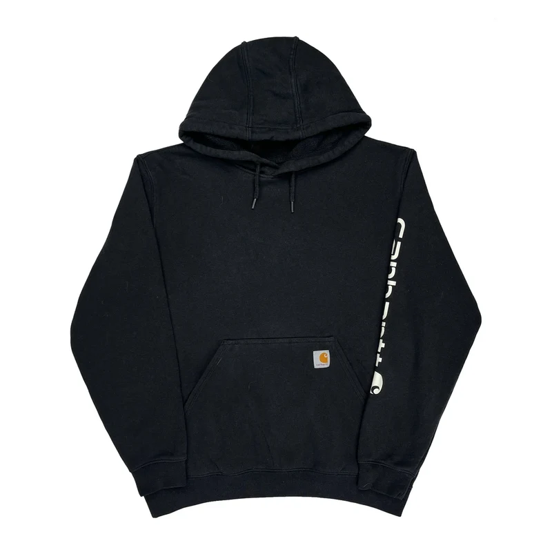 Carhartt Spellout Hoodie - Large Black Cotton