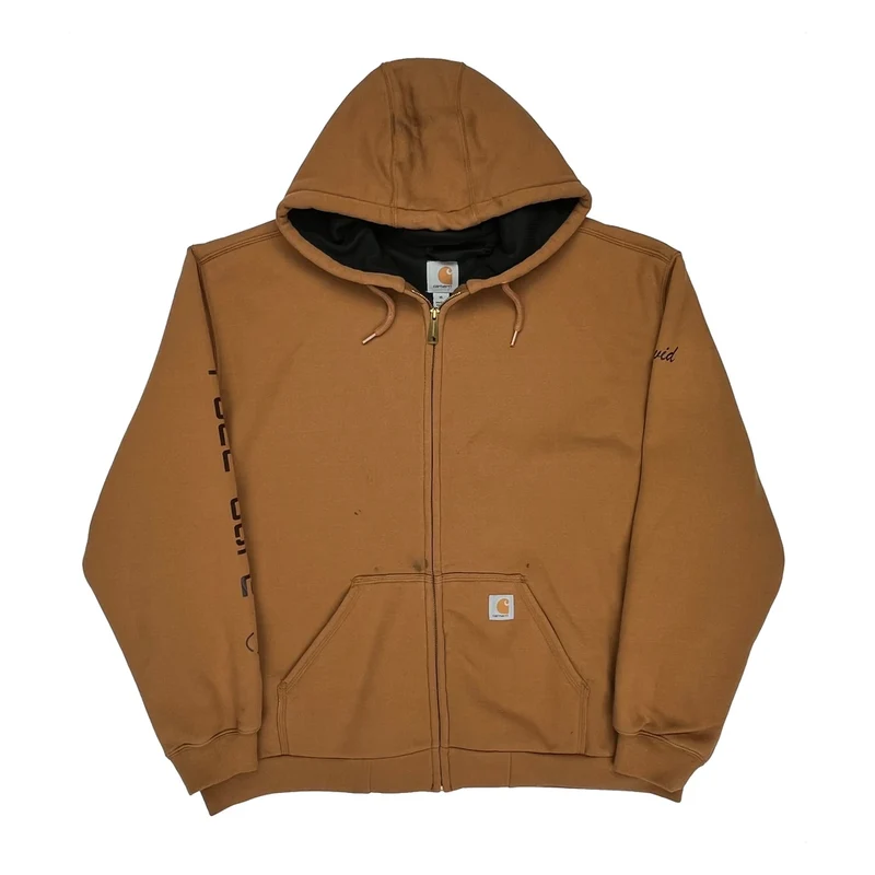 Thermal Lined Carhartt Full Zip Hoodie - XL Brown Cotton