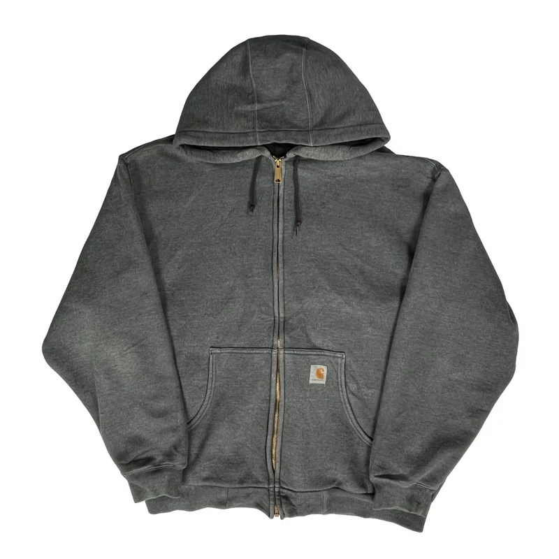 Thermal Lined Carhartt Full Zip Hoodie - XL Grey Cotton