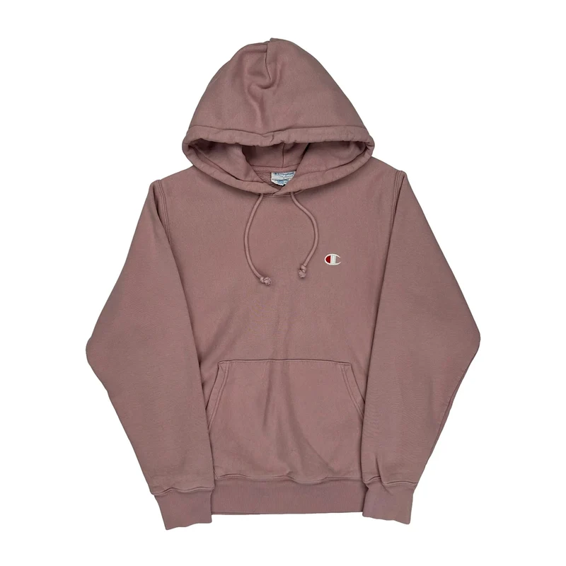 Reverse Weave Champion Hoodie - Small Pink Cotton Blend
