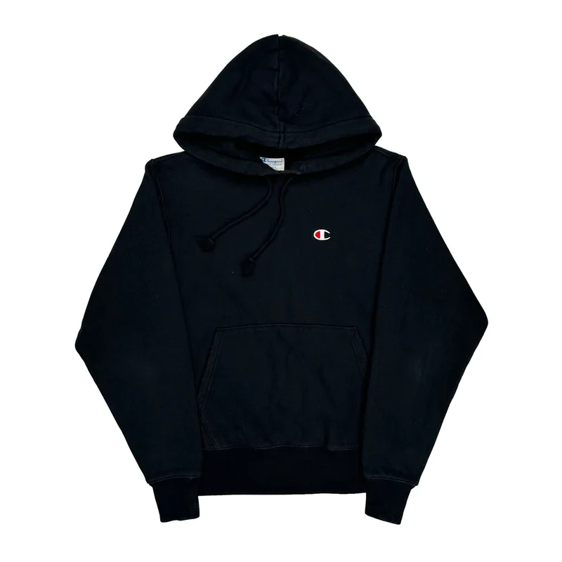 Reverse Weave Champion Hoodie - Small Black Cotton