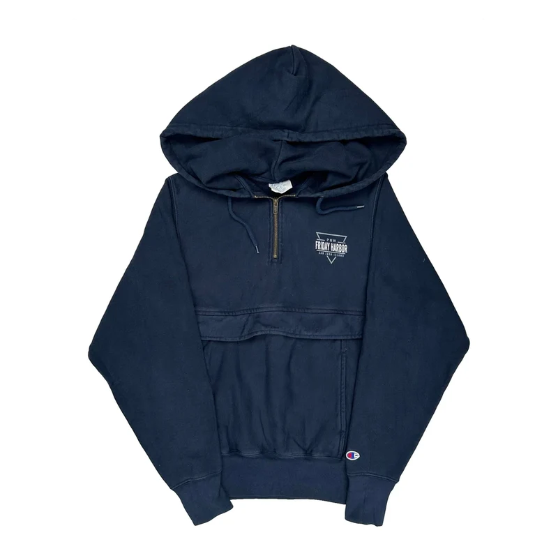 Reverse Weave Champion Hoodie - Small Navy Cotton