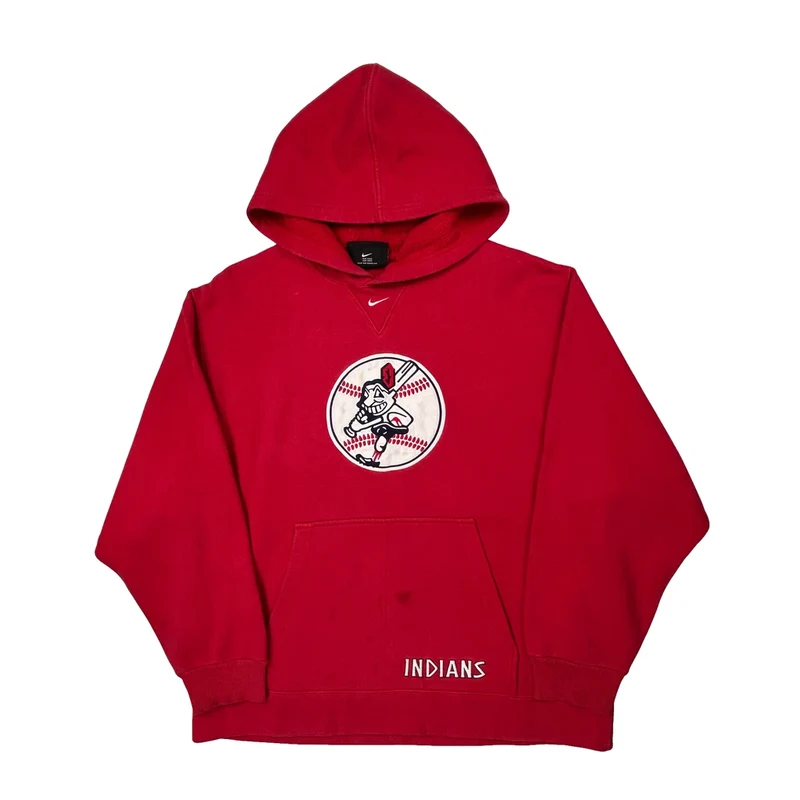 Indians Nike Graphic Hoodie - Large Red Cotton