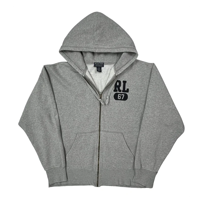 Rl 67 Polo Jeans Ralph Lauren Full Zip Hoodie - Medium Grey Cotton Blend
