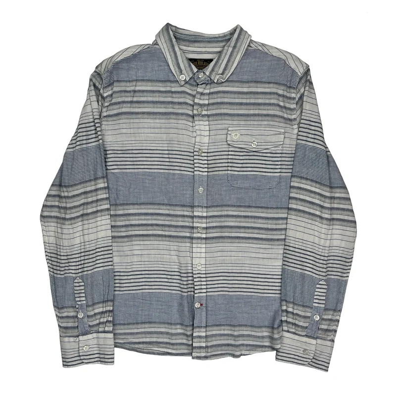 True Religion Striped Shirt - Medium Blue Cotton