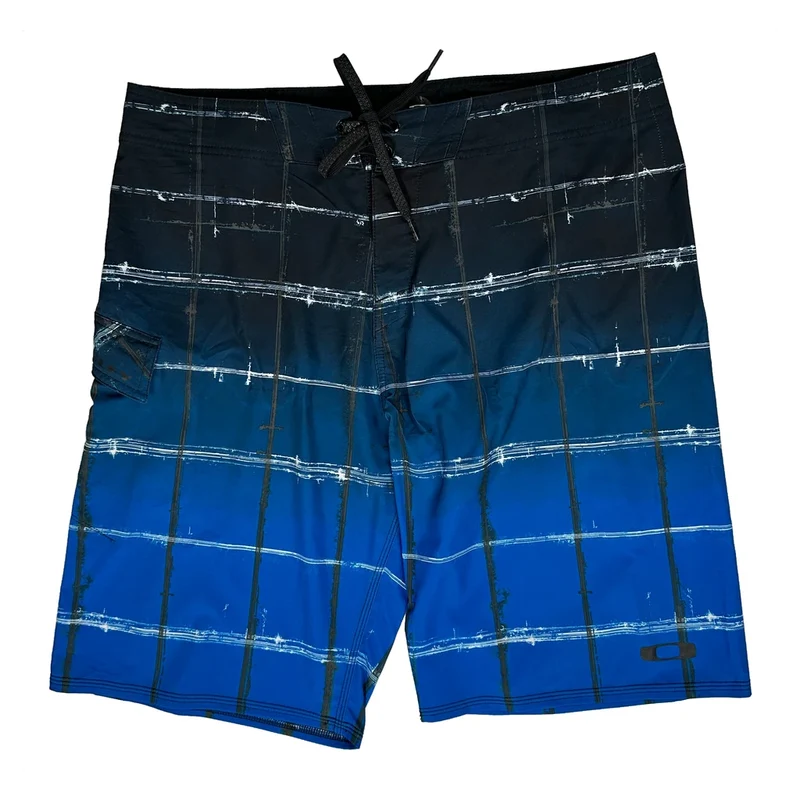 Oakley Checked Board Shorts - 36″ Waist Blue Polyester