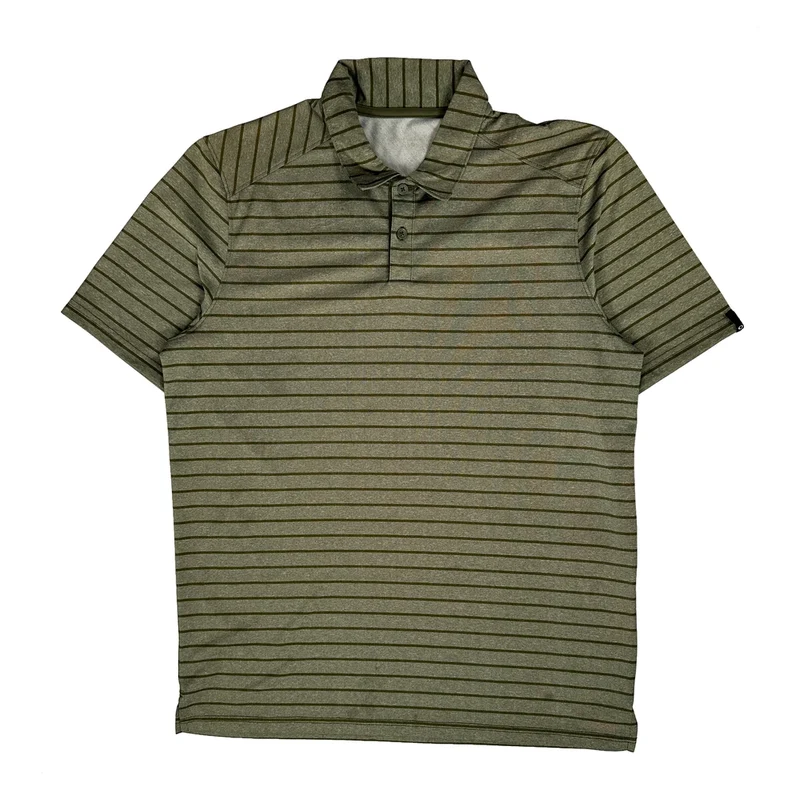 Oakley Striped Polo Shirt - XL Green Polyester