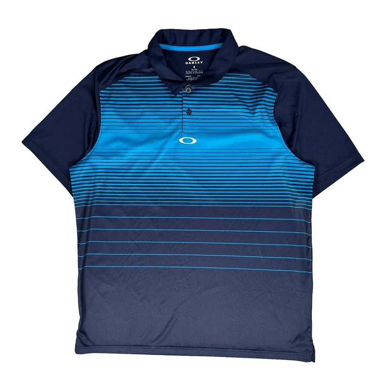 Hydrolix Oakley Striped Polo Shirt - XL Blue Polyester