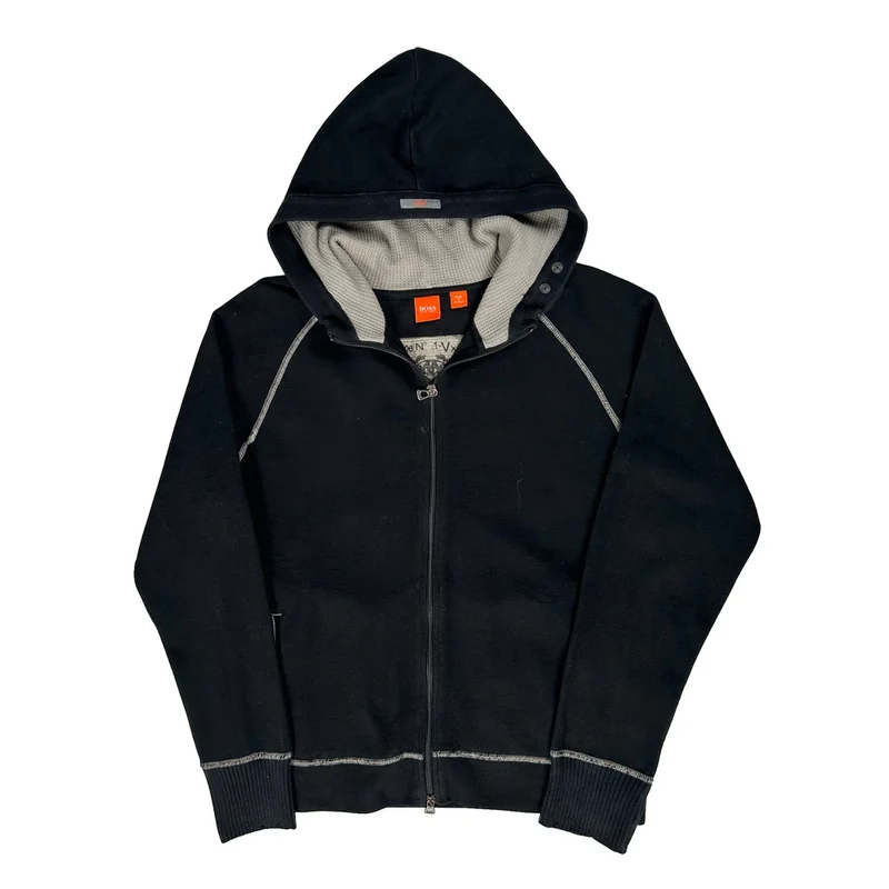 Boss Contrast Stitch Hoodie - Small Black Cotton