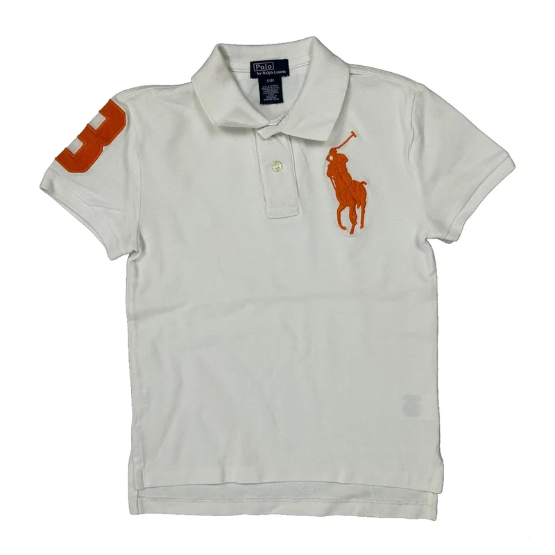 Age 8 Polo By Ralph Lauren Graphic Polo Shirt - Small White Cotton