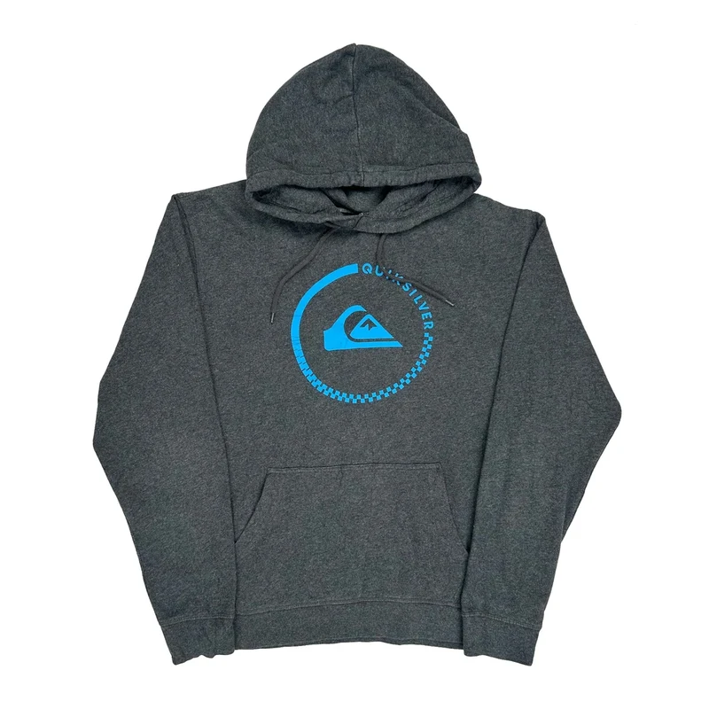 Quiksilver Hoodie - XL Grey Cotton Blend