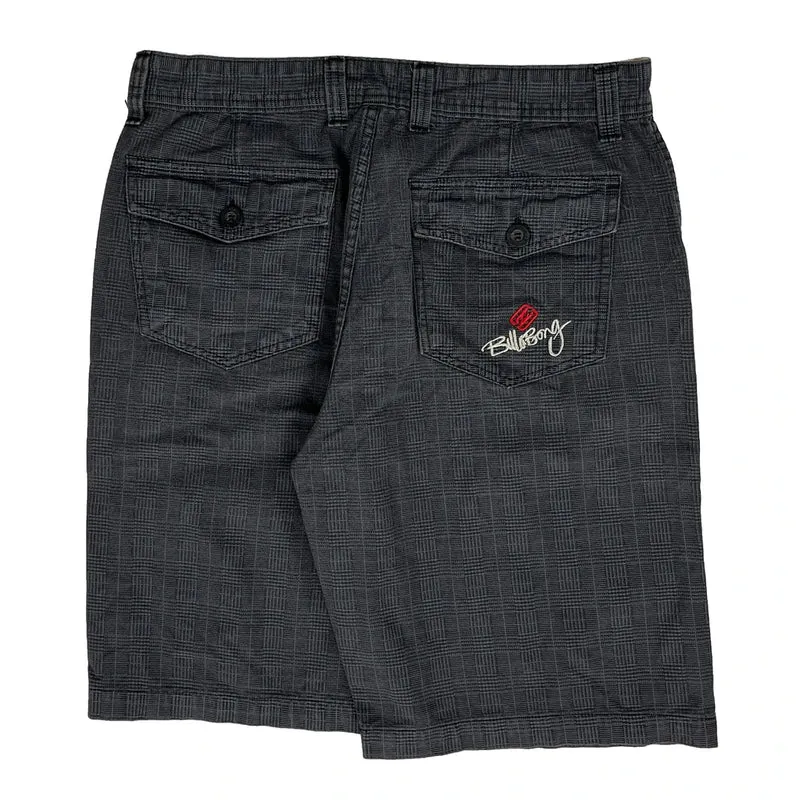 Billabong Checked Shorts - 32W 11L Grey Cotton