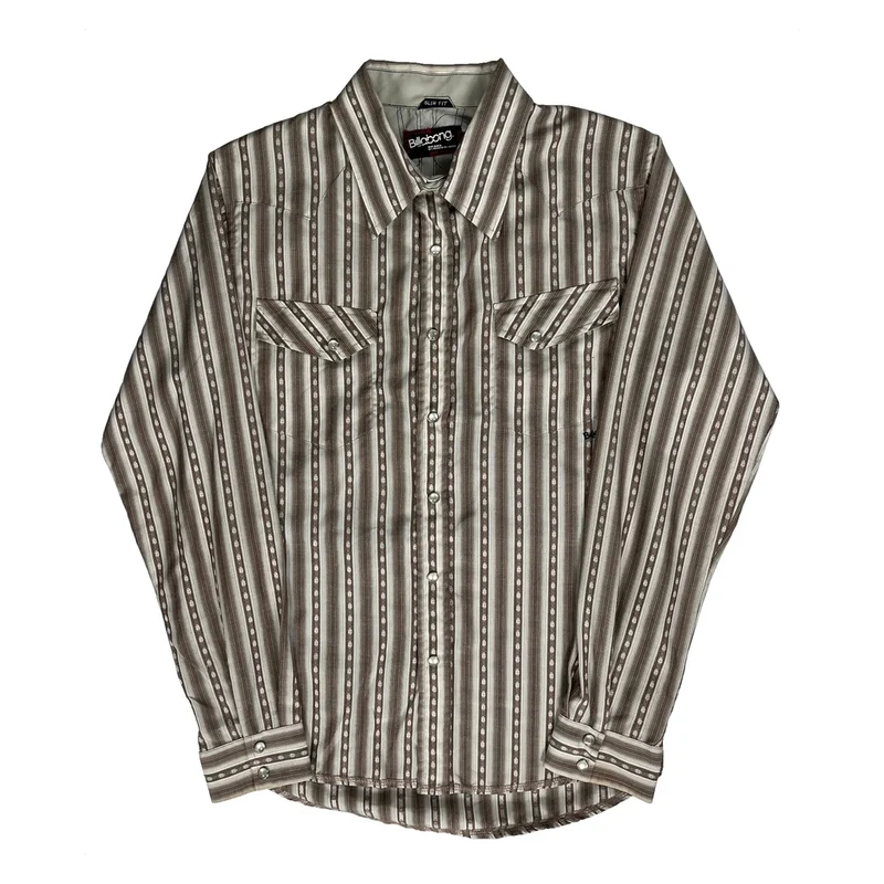 Billabong Slim Fit Shirt - Medium Brown Polyester Blend