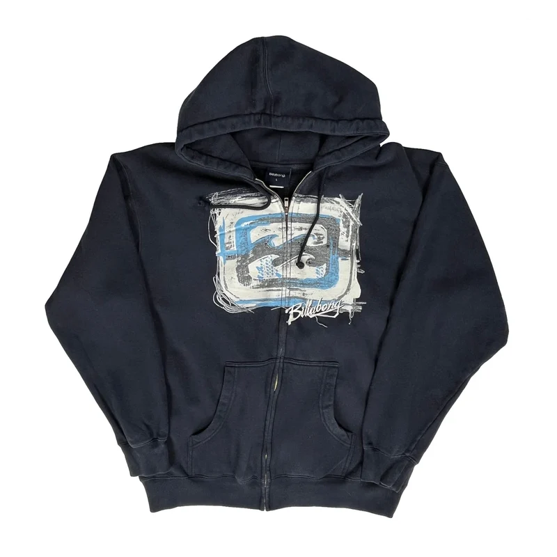 Billabong Graphic Hoodie - Large Black Cotton