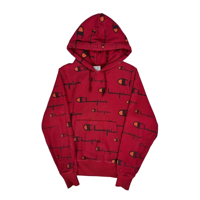 Reverse Weave Champion Hoodie - Small Red Cotton