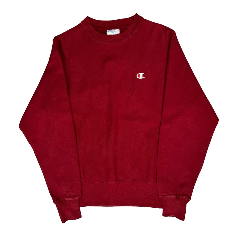 Reverse Weave Champion Sweatshirt - Small Red Cotton Blend