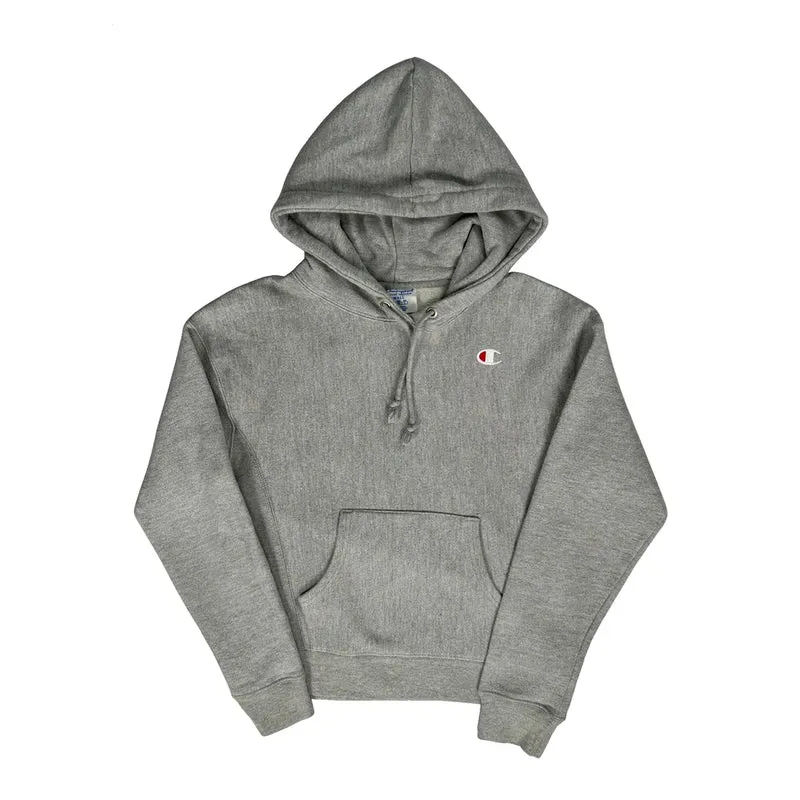 Reverse Weave Champion Hoodie - Small Grey Cotton