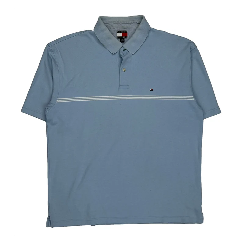 Tommy Hilfiger Striped Polo Shirt - XL Blue Cotton