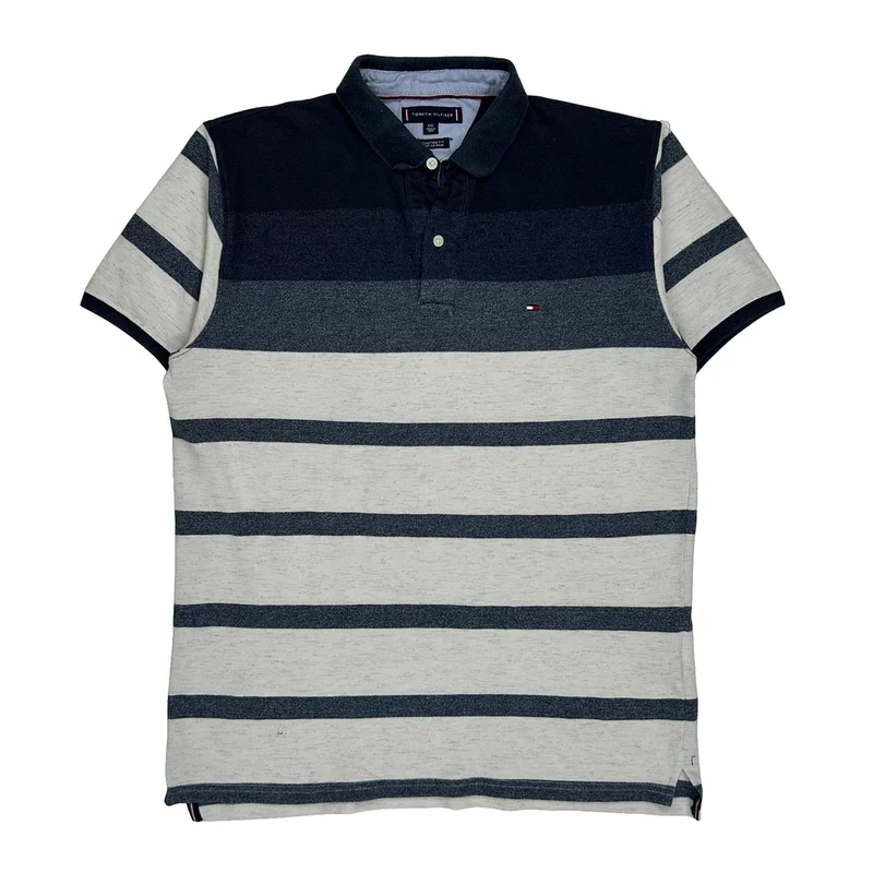 Tommy Hilfiger Striped Polo Shirt - 2XL Blue Cotton