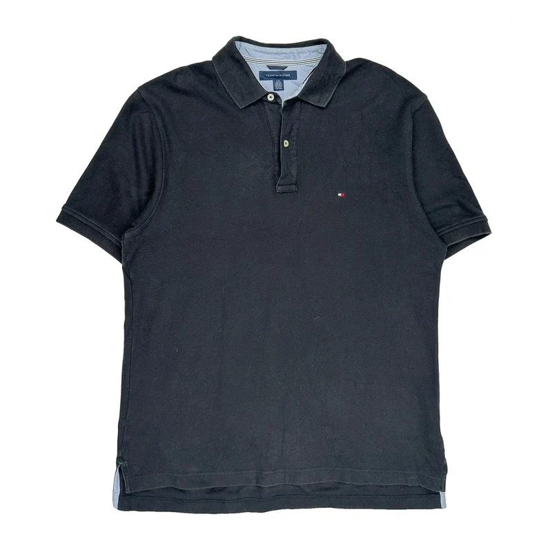 Tommy Hilfiger Polo Shirt - Large Black Cotton