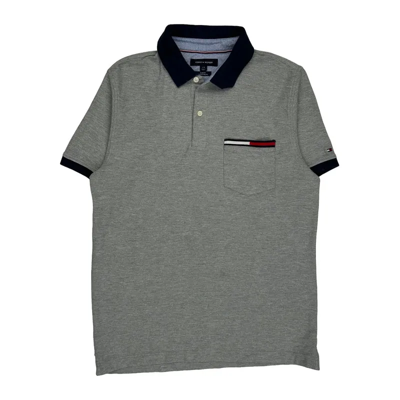 Tommy Hilfiger Slim Fit Polo Shirt - Large Grey Cotton