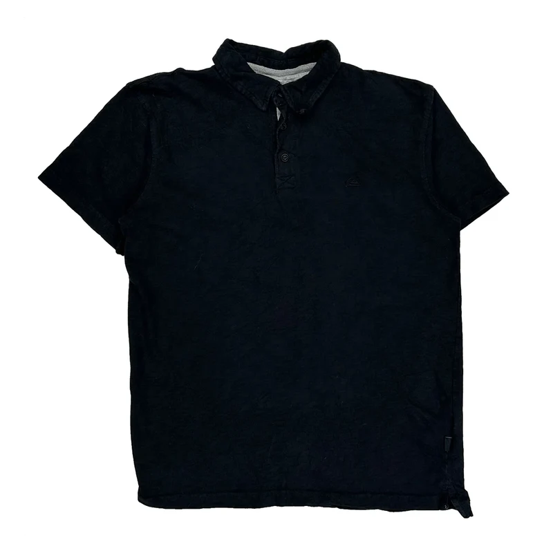 Quiksilver Polo Shirt - Medium Black Cotton