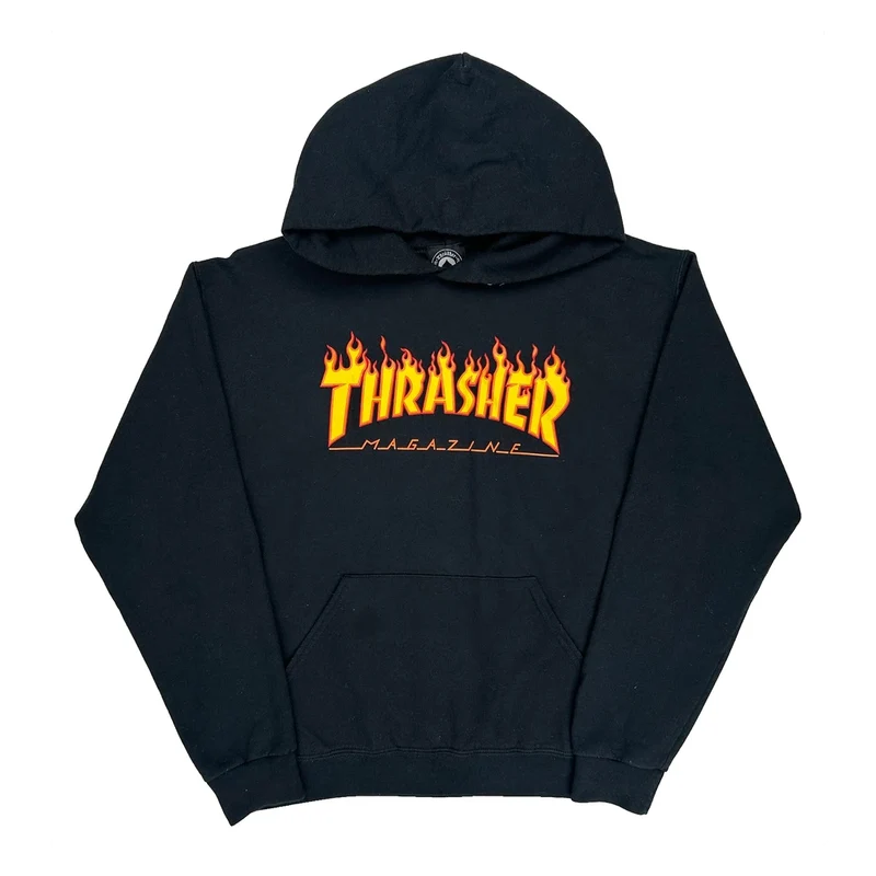 Skateboarding Thrasher Graphic Hoodie - Medium Black Cotton Blend