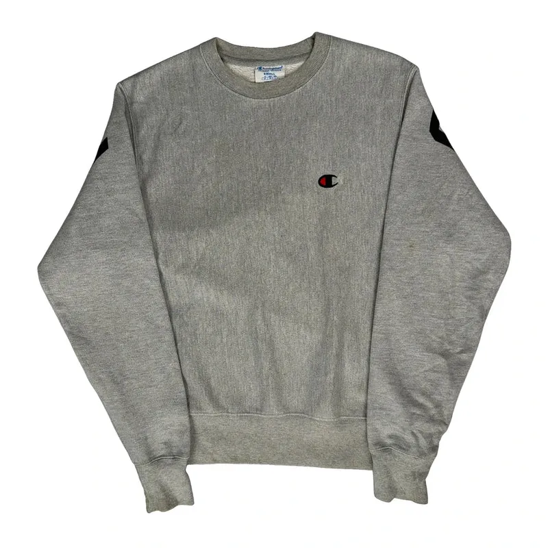 Reverse Weave Champion Spellout Sweatshirt - Small Grey Cotton Blend