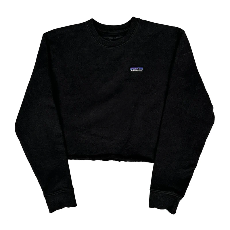 Patagonia Cropped Sweatshirt - Large Black Polyester Blend