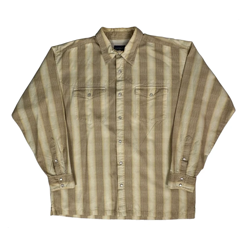 Patagonia Striped Shirt - Large Beige Cotton