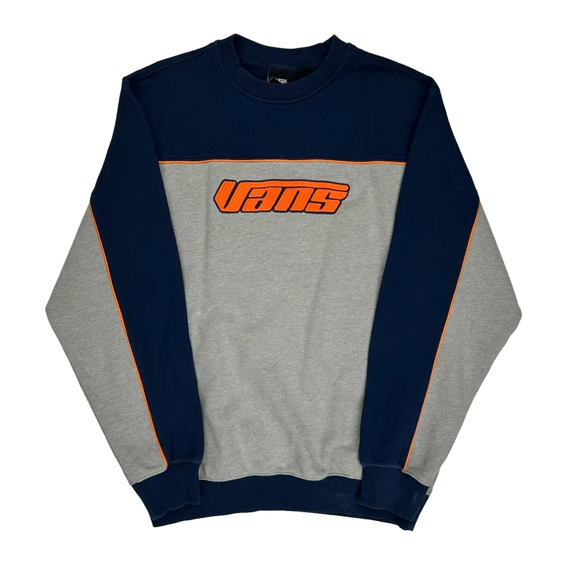 Vans Spellout Sweatshirt - Small Grey Cotton