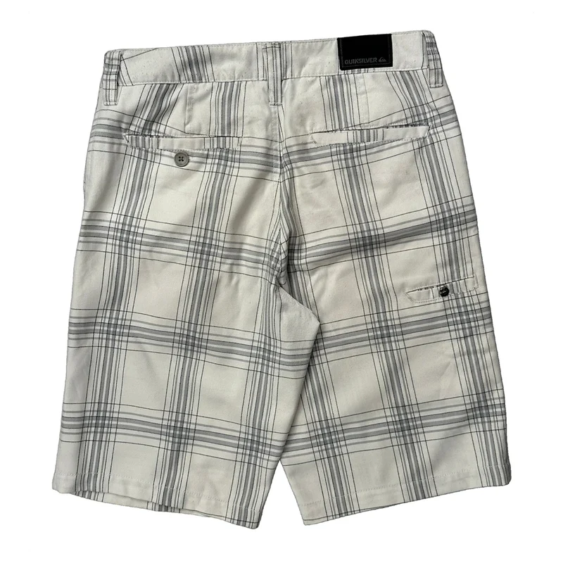 Quiksilver Checked Shorts - 30W 11L White Cotton