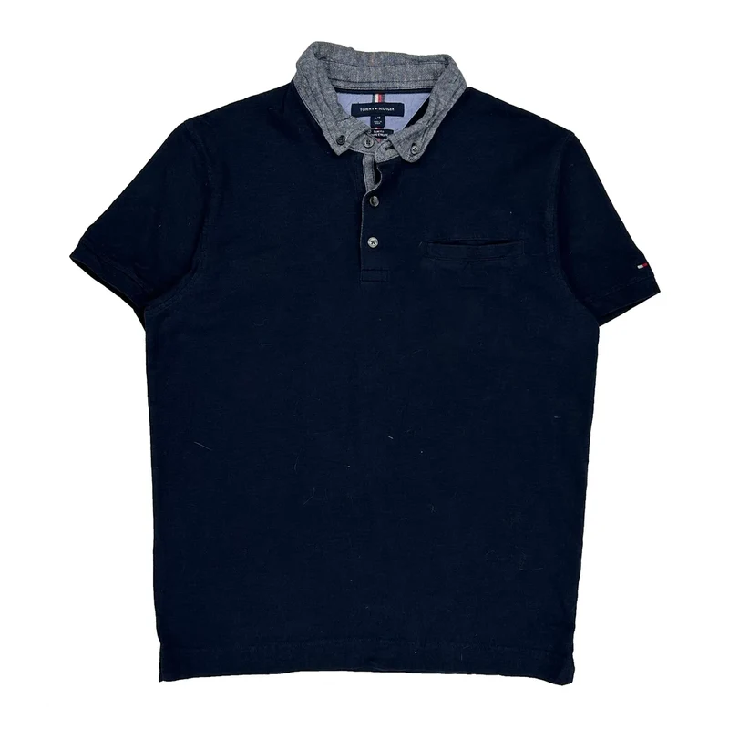 Tommy Hilfiger Slim Fit Polo Shirt - Large Navy Cotton