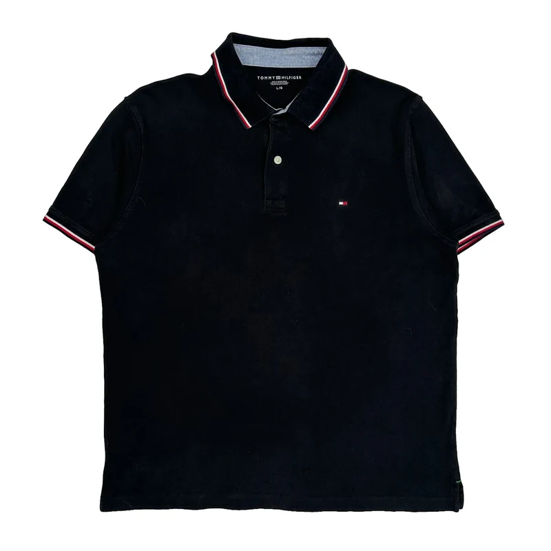 Tommy Hilfiger Polo Shirt - Large Black Cotton