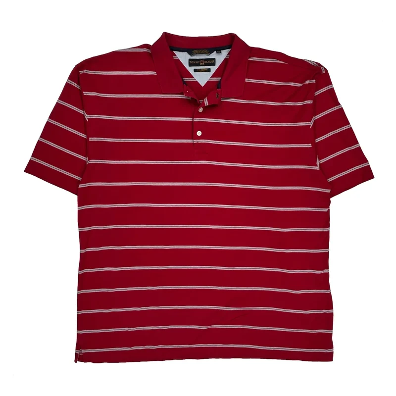 Tommy Hilfiger Striped Polo Shirt - 2XL Red Cotton