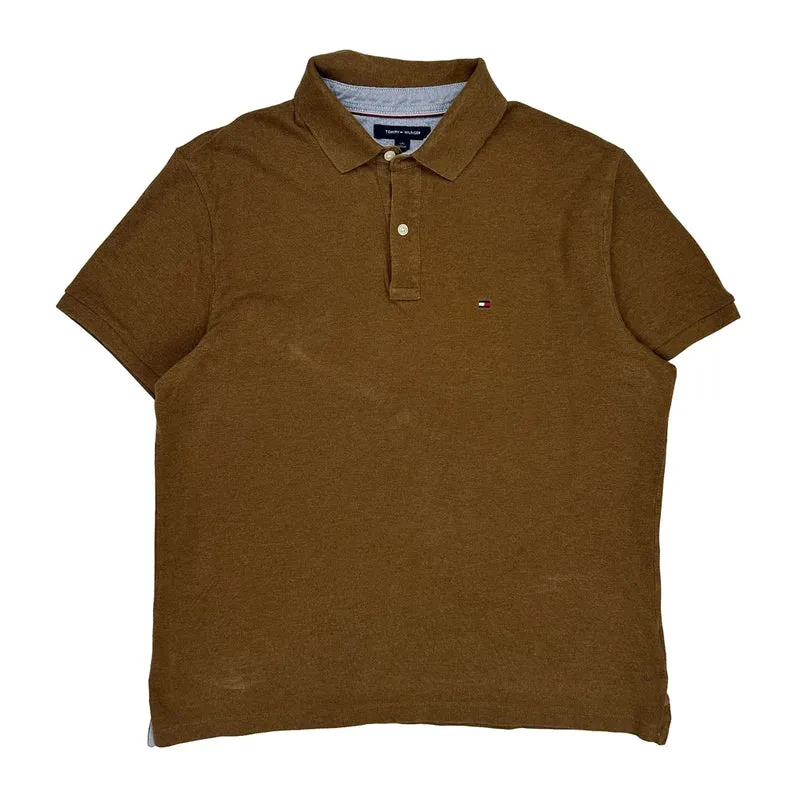 Tommy Hilfiger Polo Shirt - Large Brown Cotton