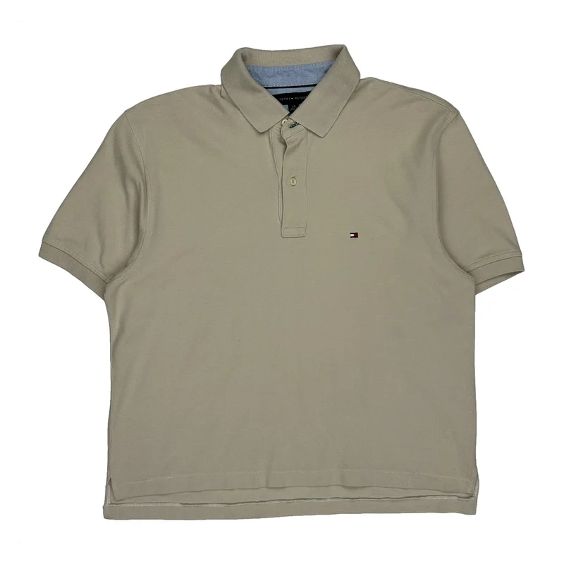 Tommy Hilfiger Polo Shirt - Large Beige Cotton
