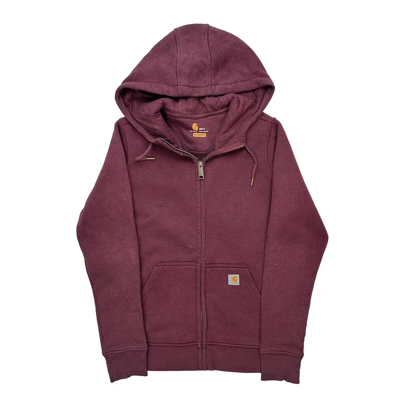 Carhartt Full Zip Hoodie - Medium Burgundy Cotton