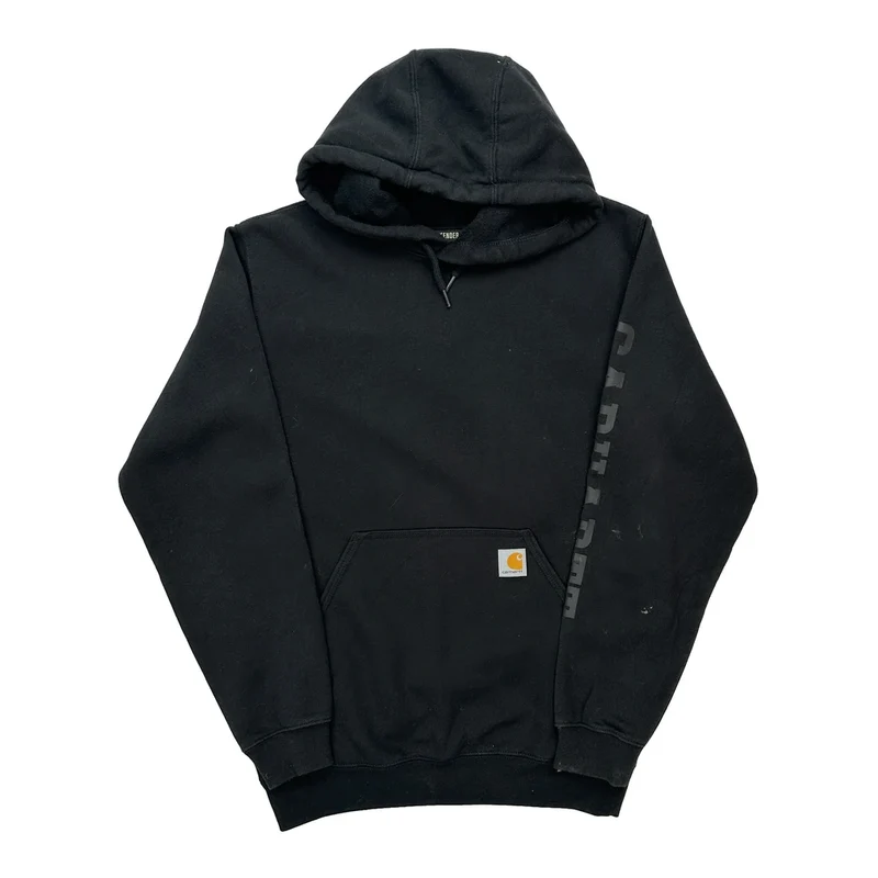 Rain Defender Carhartt Spellout Hoodie - Small Black Cotton