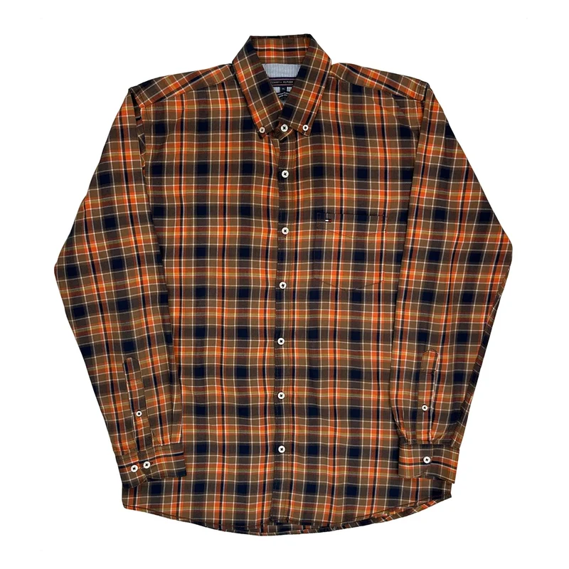 Tommy Hilfiger Checked Shirt - XL Brown Cotton