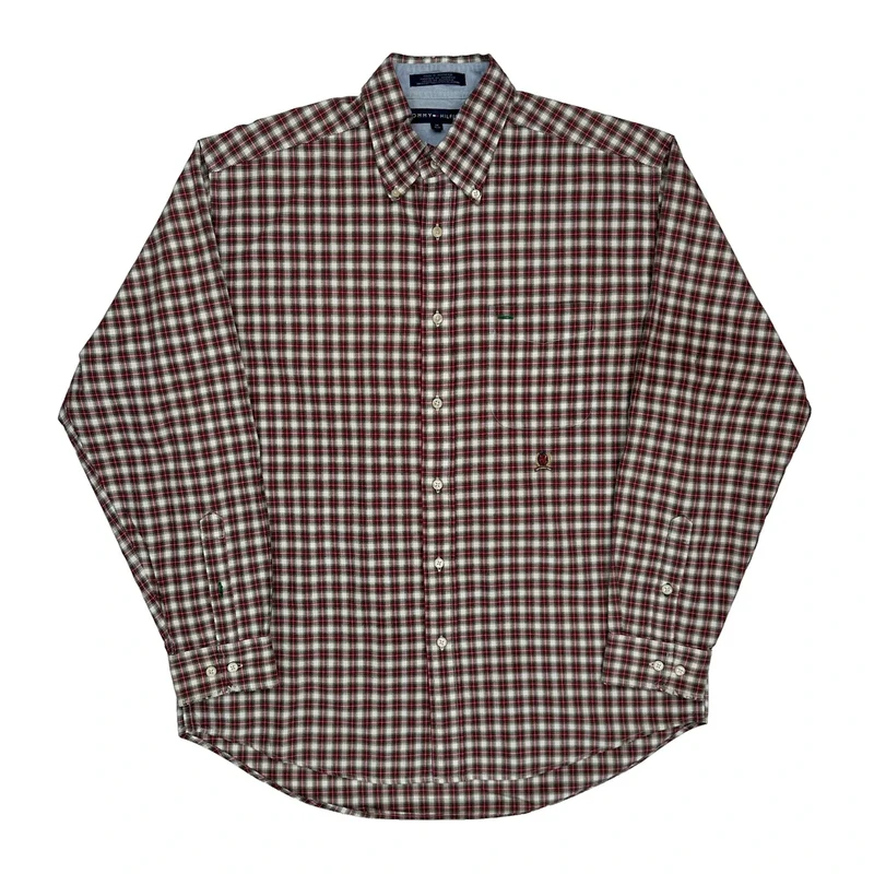 Tommy Hilfiger Checked Shirt - Medium Red Cotton
