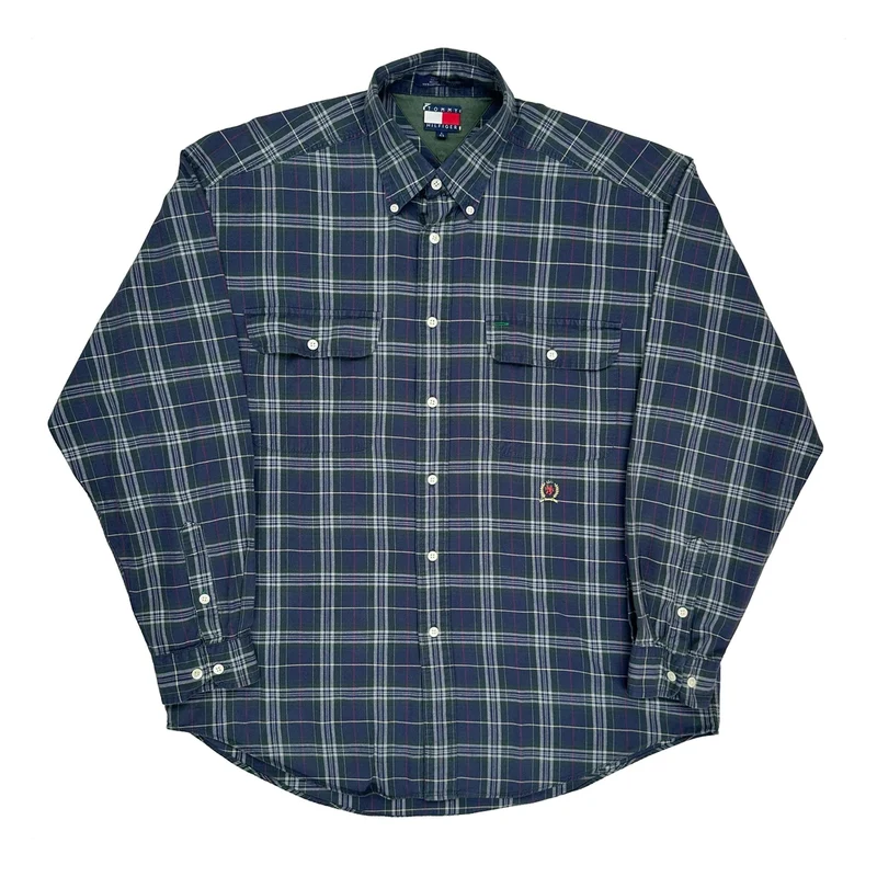 Tommy Hilfiger Checked Shirt - Large Blue Cotton