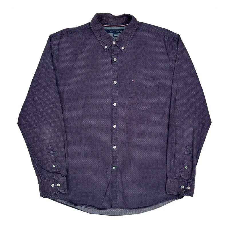 Tommy Hilfiger Polka Dot Shirt - XL Purple Cotton