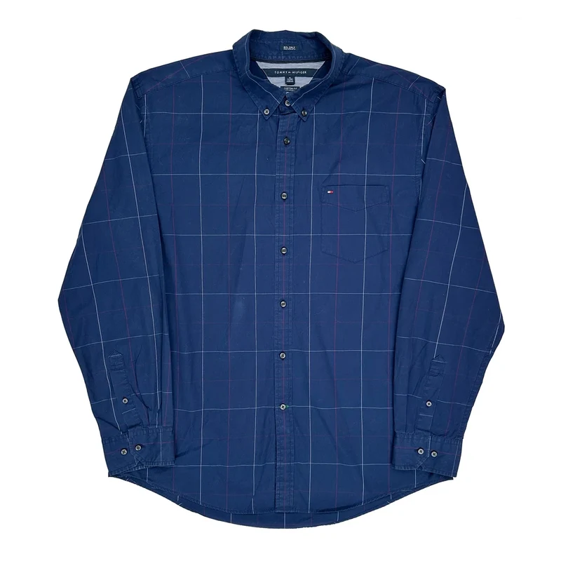 Tommy Hilfiger Checked Shirt - XL Blue Cotton