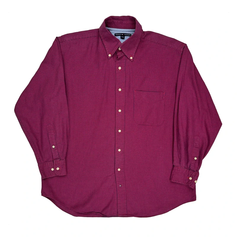 Tommy Hilfiger Checked Shirt - Large Red Cotton