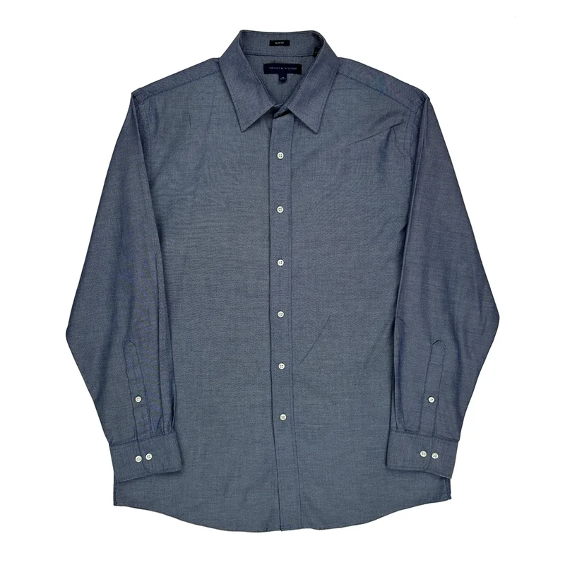 Tommy Hilfiger Slim Fit Shirt - Large Blue Cotton