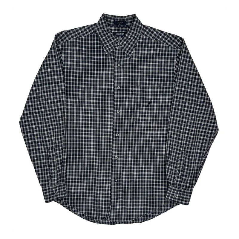 Nautica Checked Shirt - Medium Blue Cotton